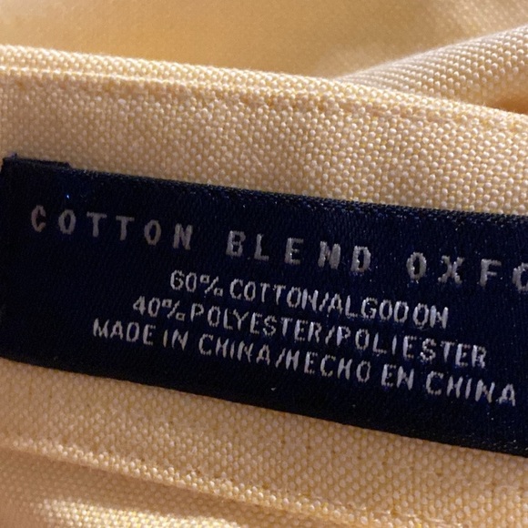 Mens Stafford yellow cotton blend button down shirt size 16 1/2 - Picture 13 of 14